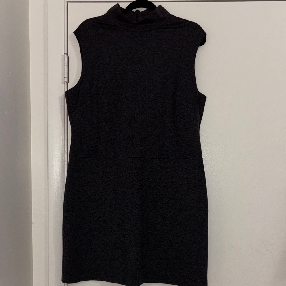 New York & Company Grey Sleeveless Mock-Neck Mini Dress
